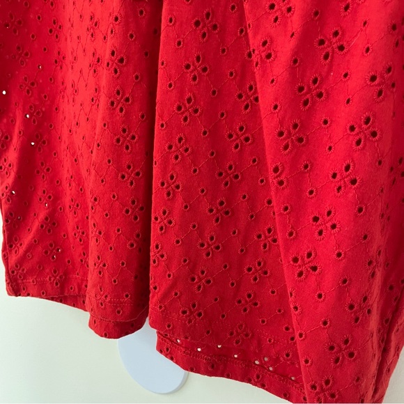 LOFT Eyelet V-Neck Tank Top with Ruffle V-Neck Vivid Red M Medium - Picture 4 of 7